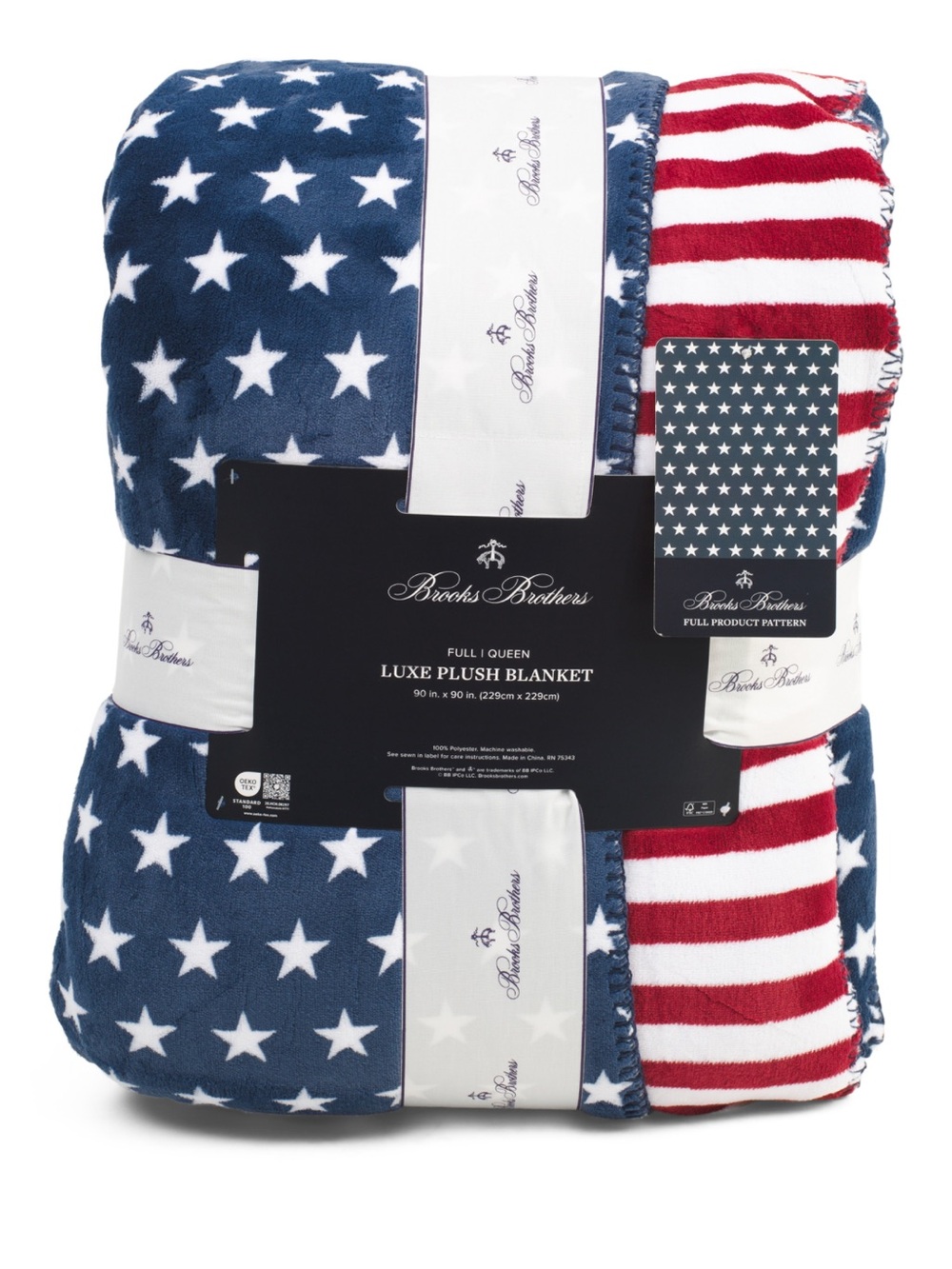 Brooks Brothers Red, White & Blue Star and Stripe Plush Blanket